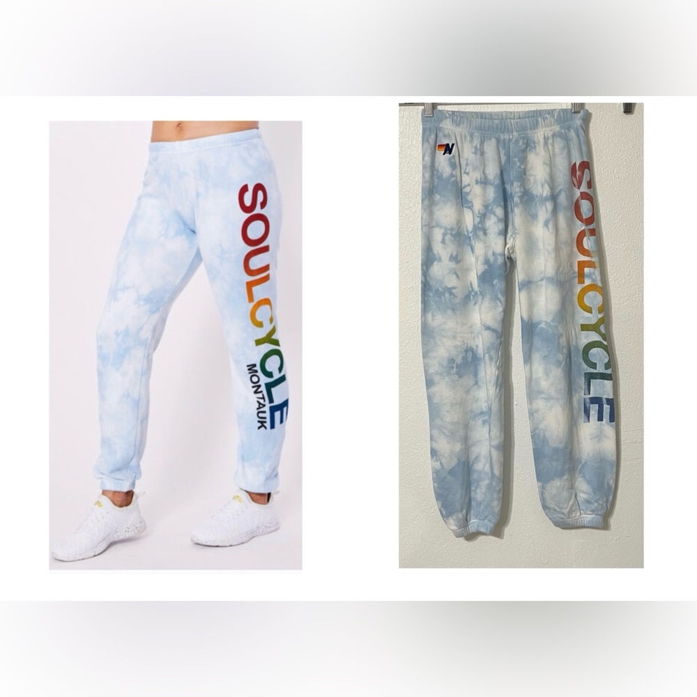 Aviation Nation SoulCycle Tie-Dye Sweatpants Light Blue Tie Dyed Montauk Joggers